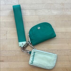 Lululemon Green and Cream Wristlet Set